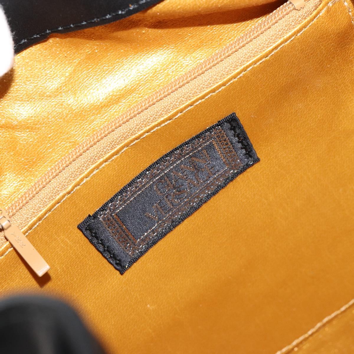 Gianni Versace Bucket Shoulder Bag Leather Black Gold Auth BA14012