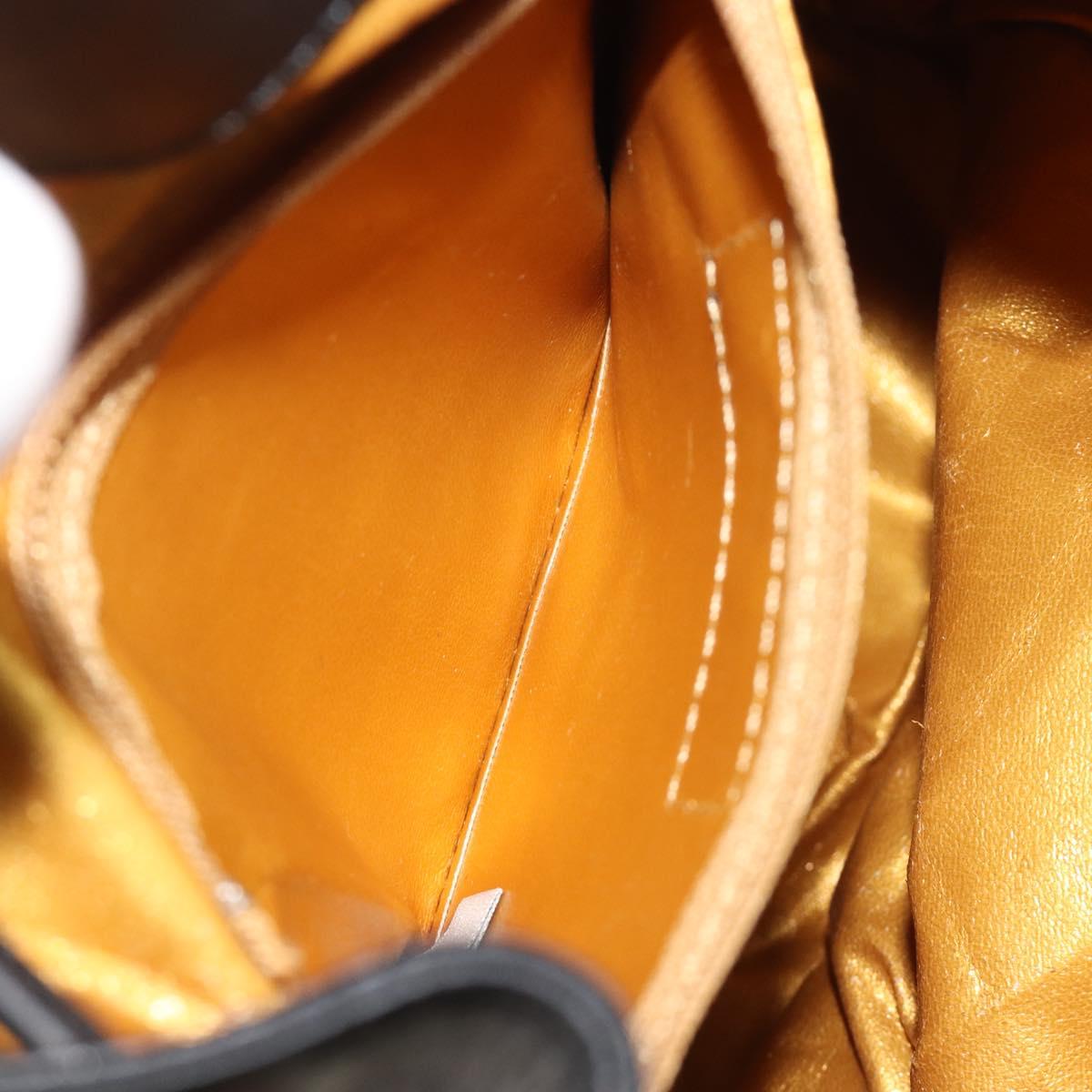 Gianni Versace Bucket Shoulder Bag Leather Black Gold Auth BA14012