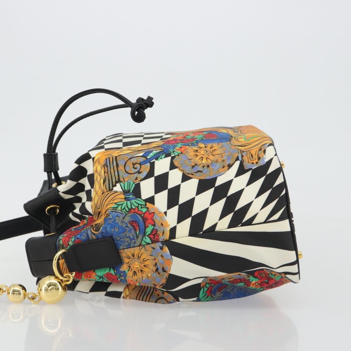 Gianni Versace Bucket Shoulder Bag Leather Black Gold Auth BA14012