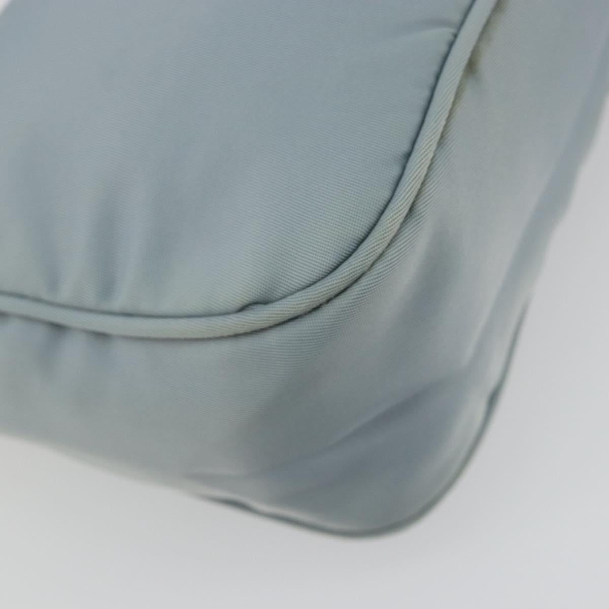 PRADA Hand Pouch Nylon Light Blue Silver Auth BA14013A