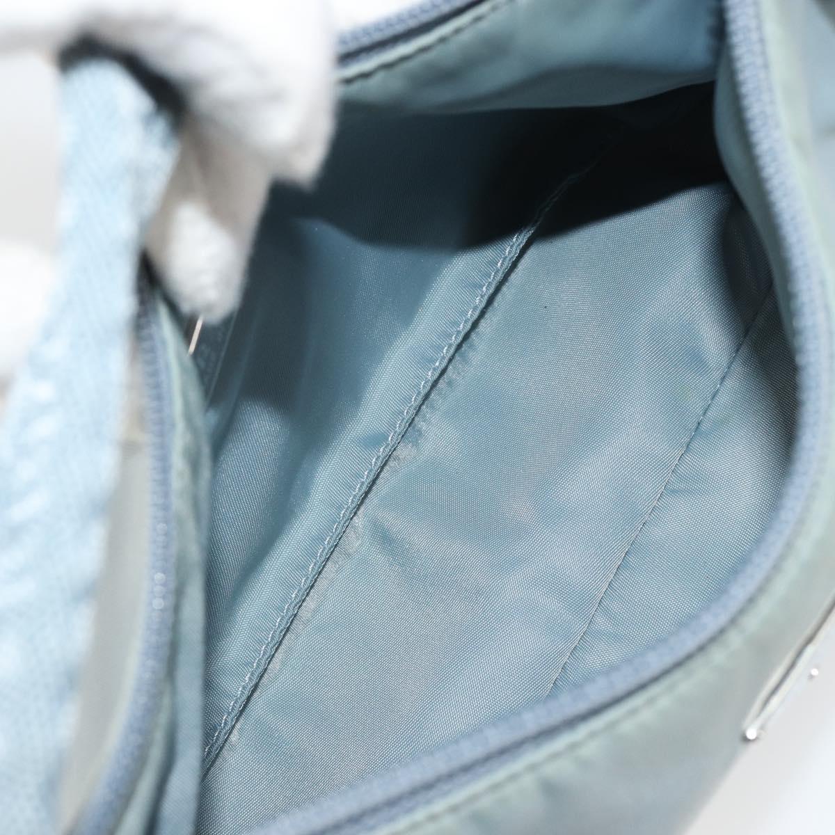 PRADA Hand Pouch Nylon Light Blue Silver Auth BA14013A