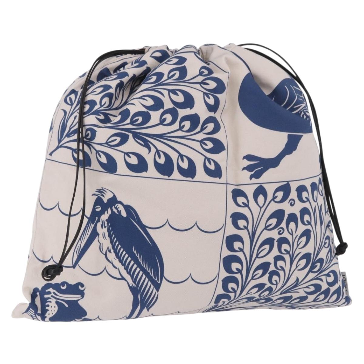 LOEWE William De Morgan Drawstring Bag Canvas Blue Auth BA14014M