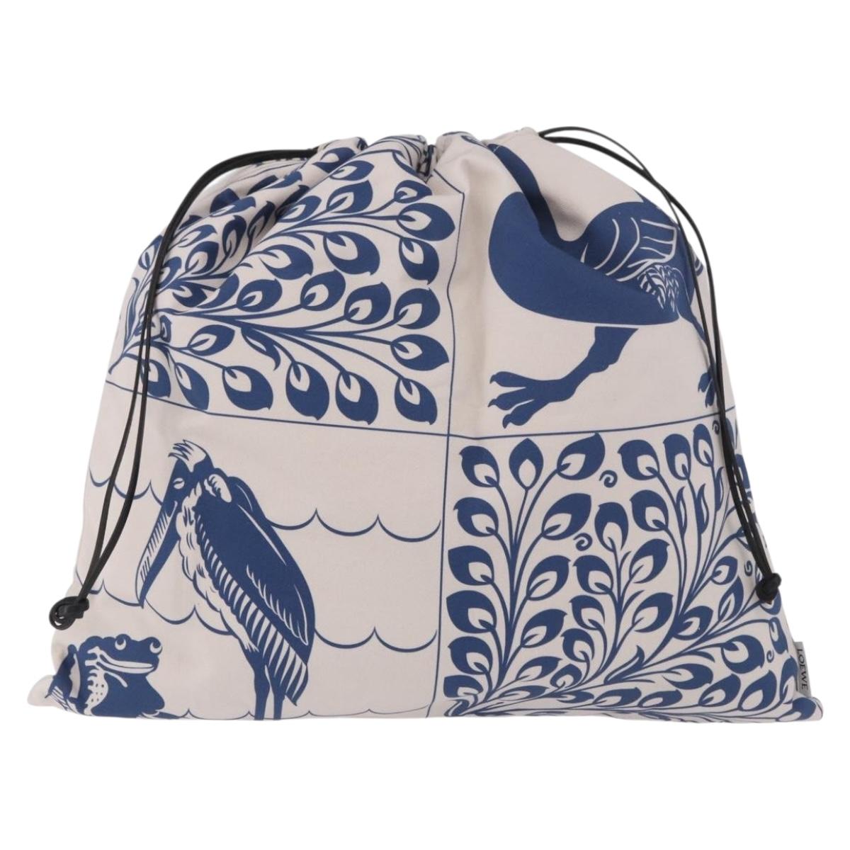 LOEWE William De Morgan Drawstring Bag Canvas Blue Auth BA14014M