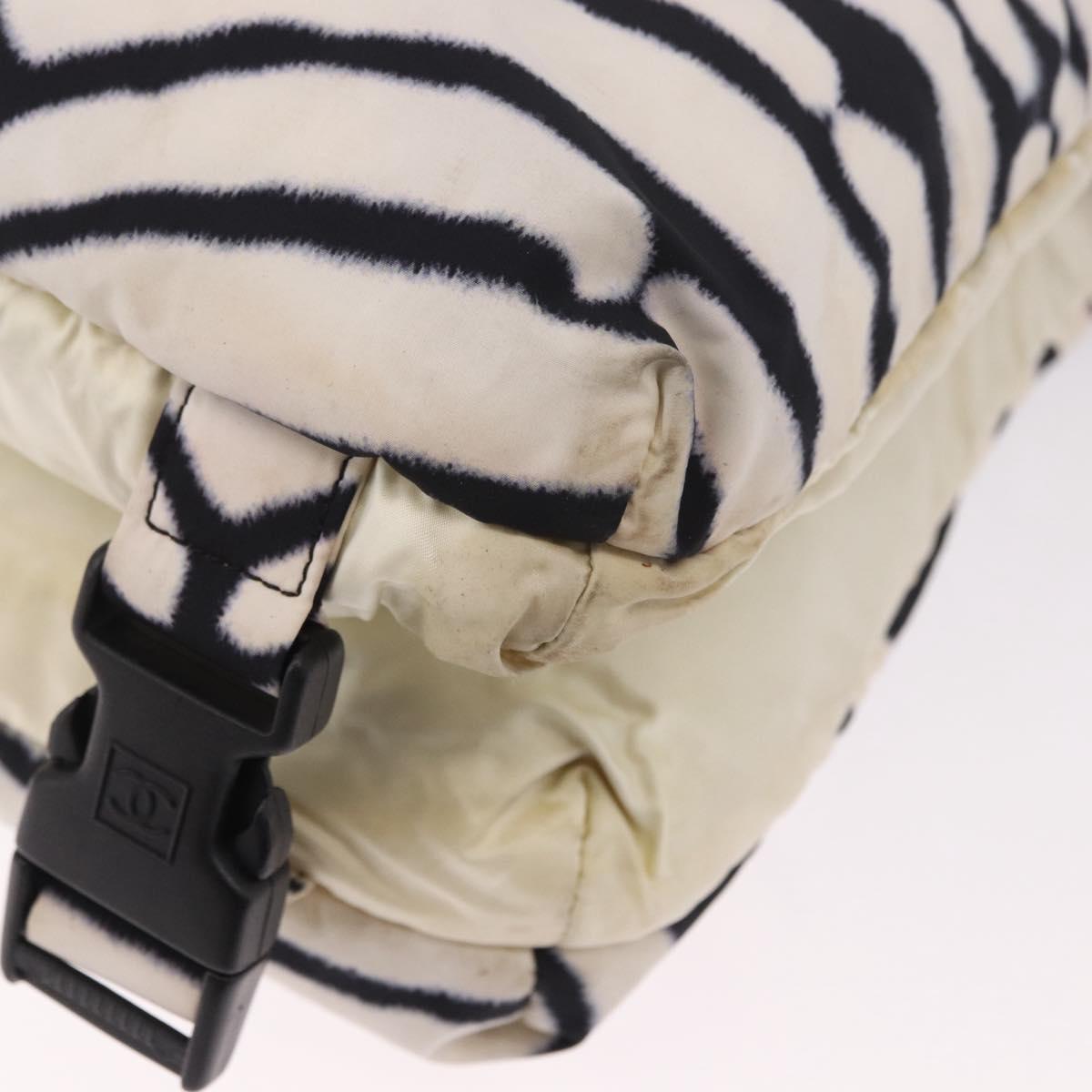 CHANEL Chanel Sports Shoulder Bag Reversible White Zebra CC Auth BA14015