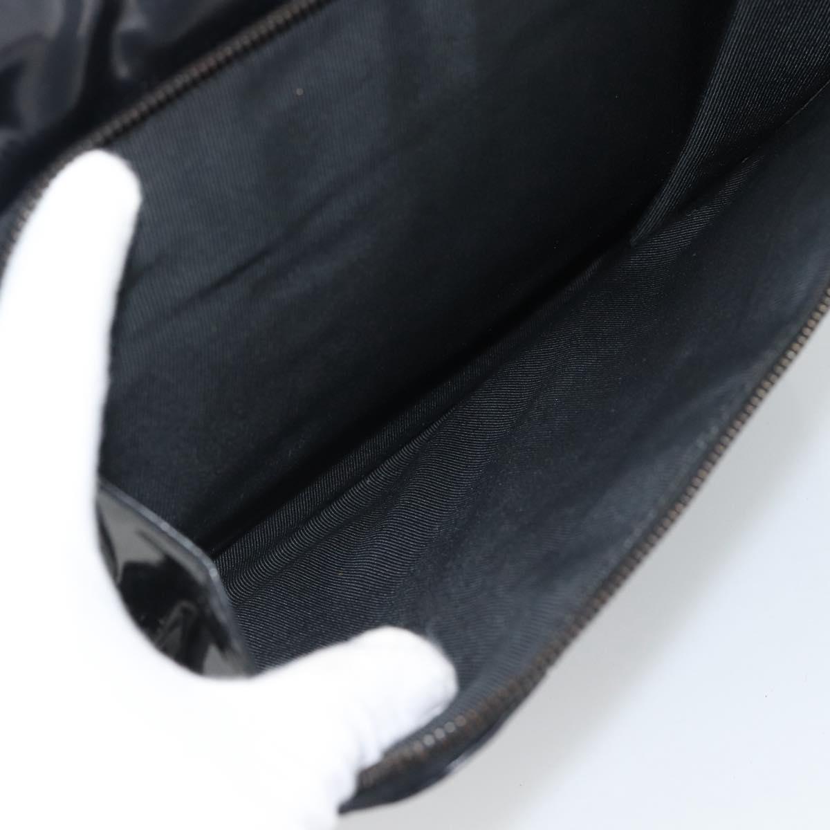 CHANEL Tote Bag Patent Black Gold CC Auth BA14016