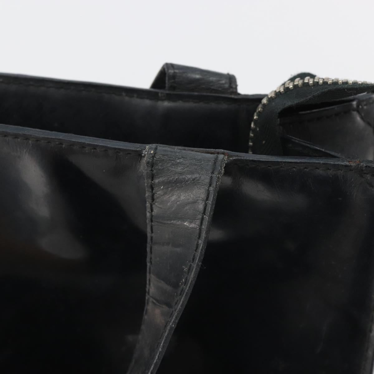 CHANEL Tote Bag Patent Black CC Auth BA14017