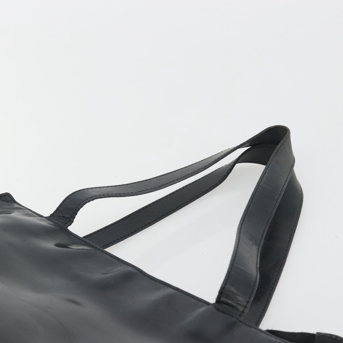 CHANEL Tote Bag Patent Black CC Auth BA14017