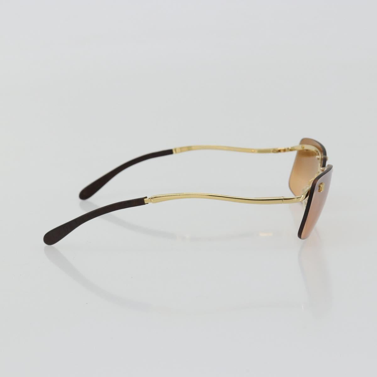 CELINE C Macadam Rimless Sunglasses Metal Brown Gold Auth BA14022V