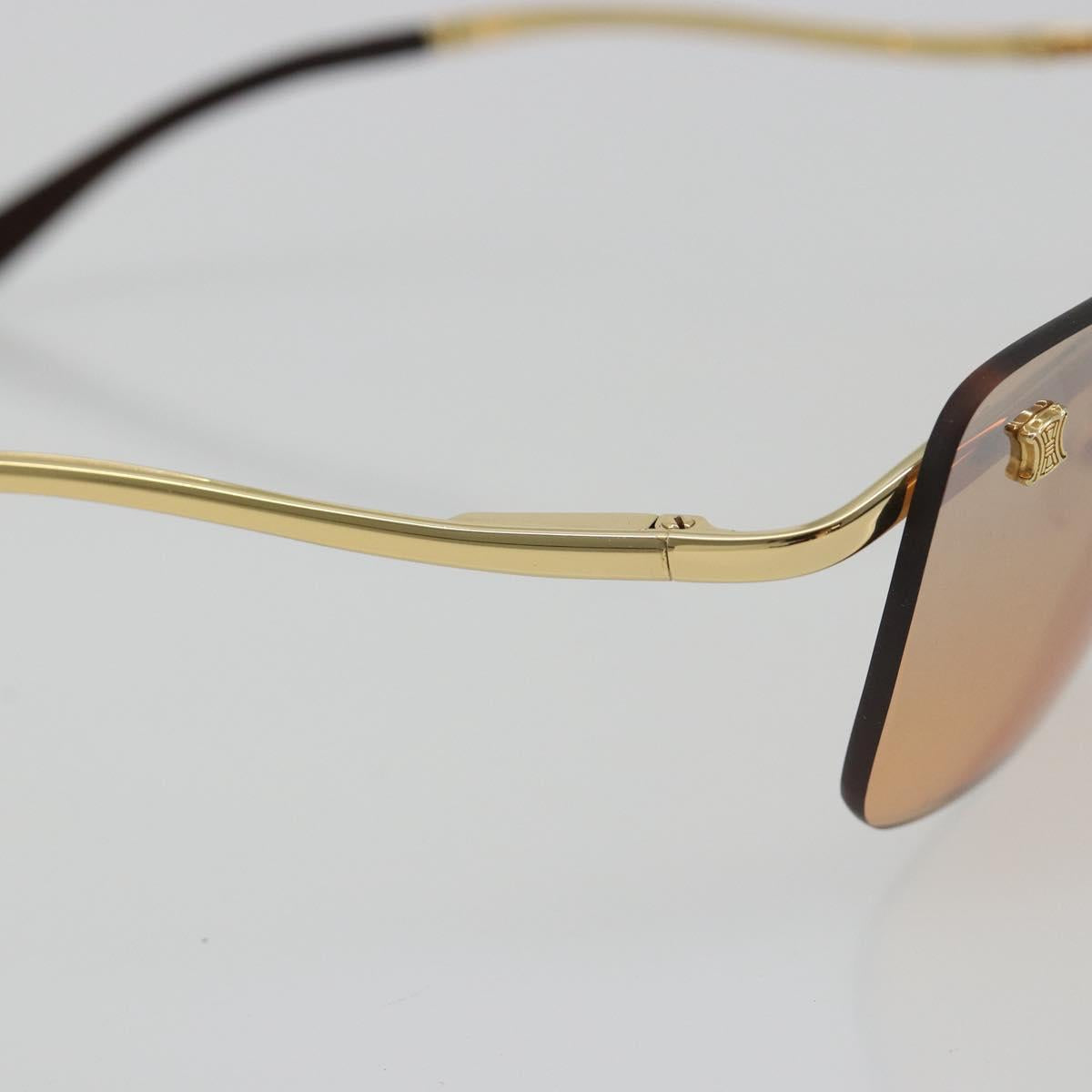 CELINE C Macadam Rimless Sunglasses Metal Brown Gold Auth BA14022V