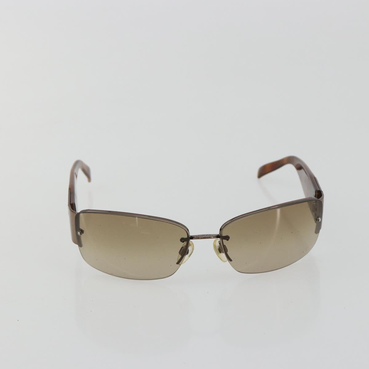 CHANEL Sunglasses Plastic Brown Silver CC Auth BA14023