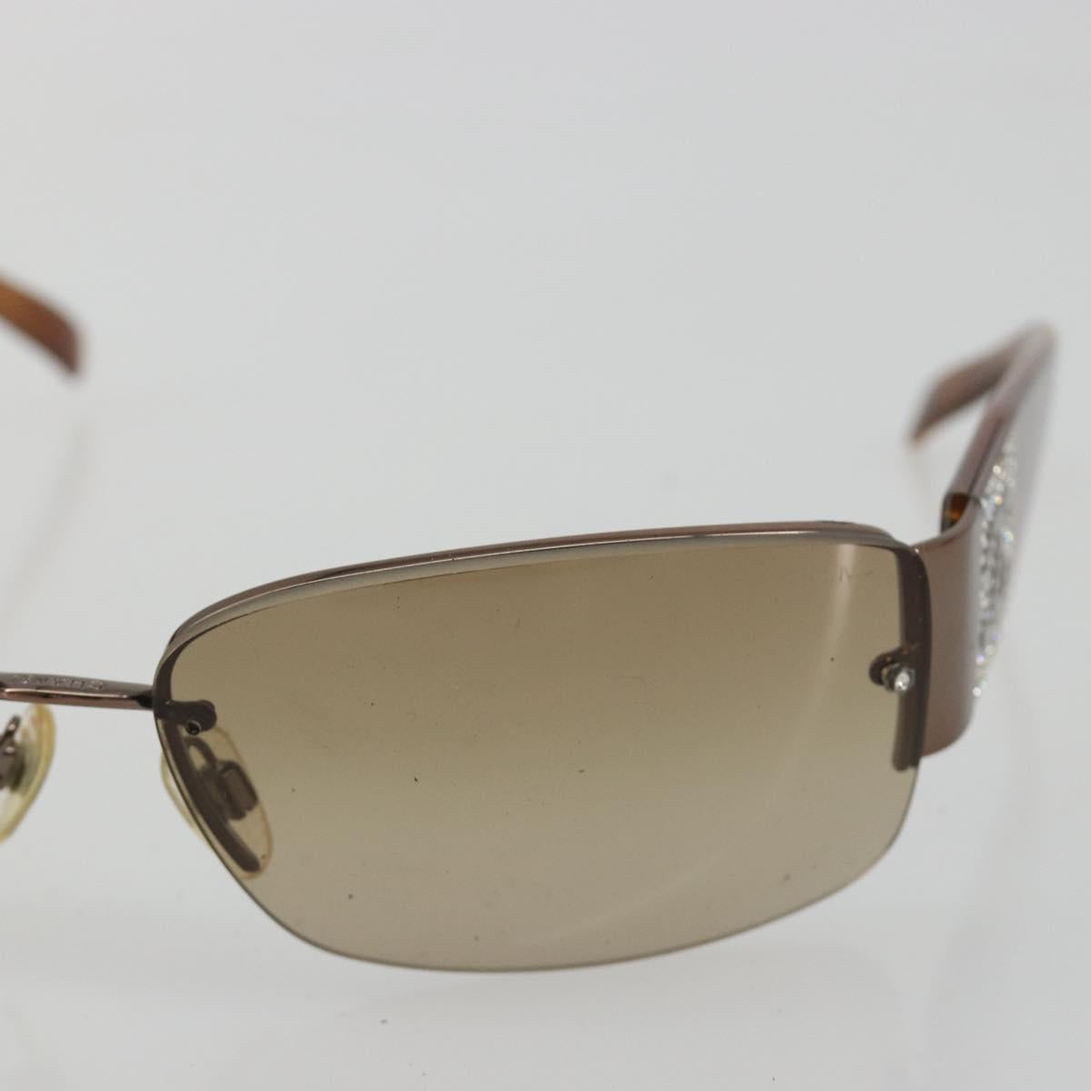 CHANEL Sunglasses Plastic Brown Silver CC Auth BA14023
