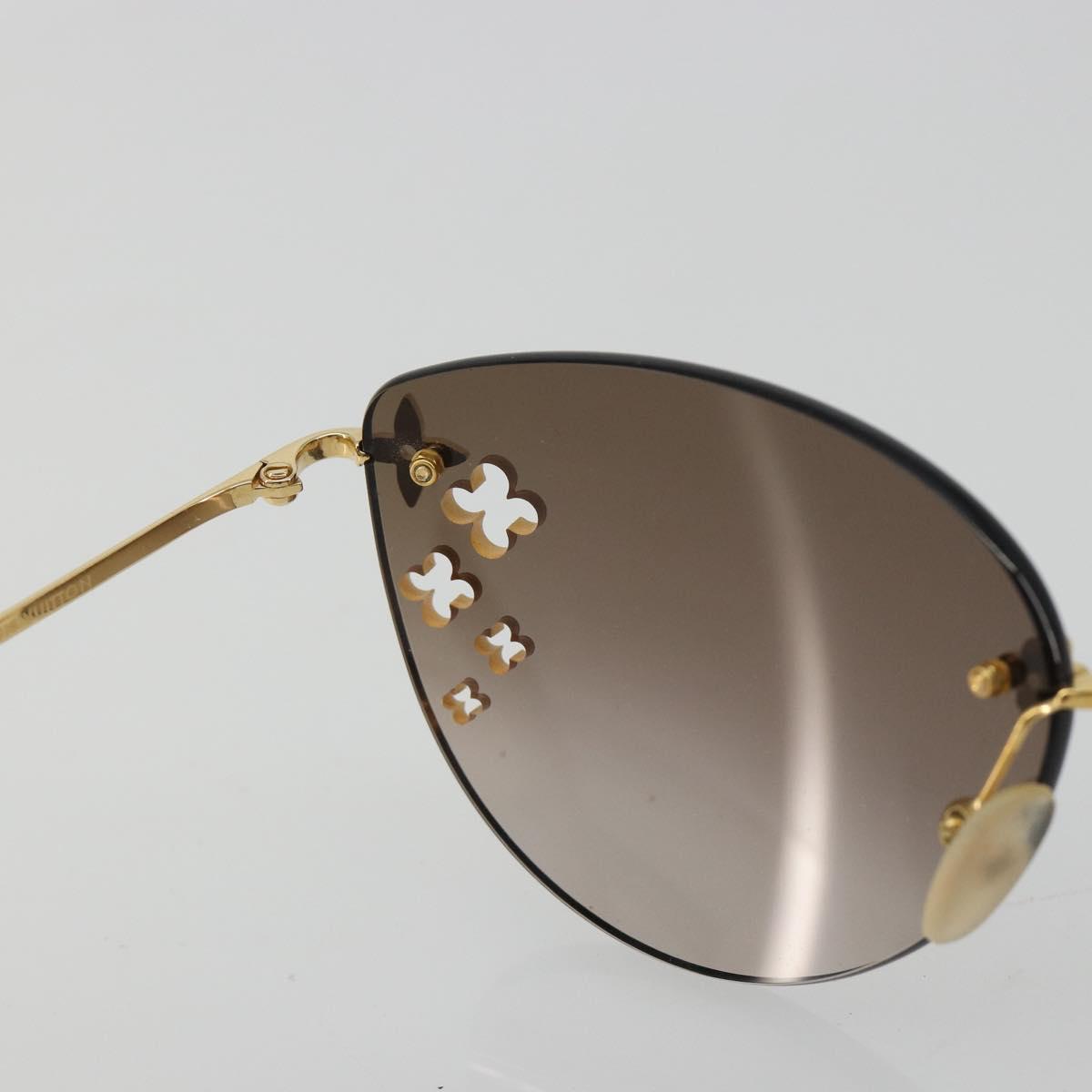 LOUIS VUITTON Desmayo Cat Eye Sunglasses Metal Brown Gold Z0051U Auth BA14024M