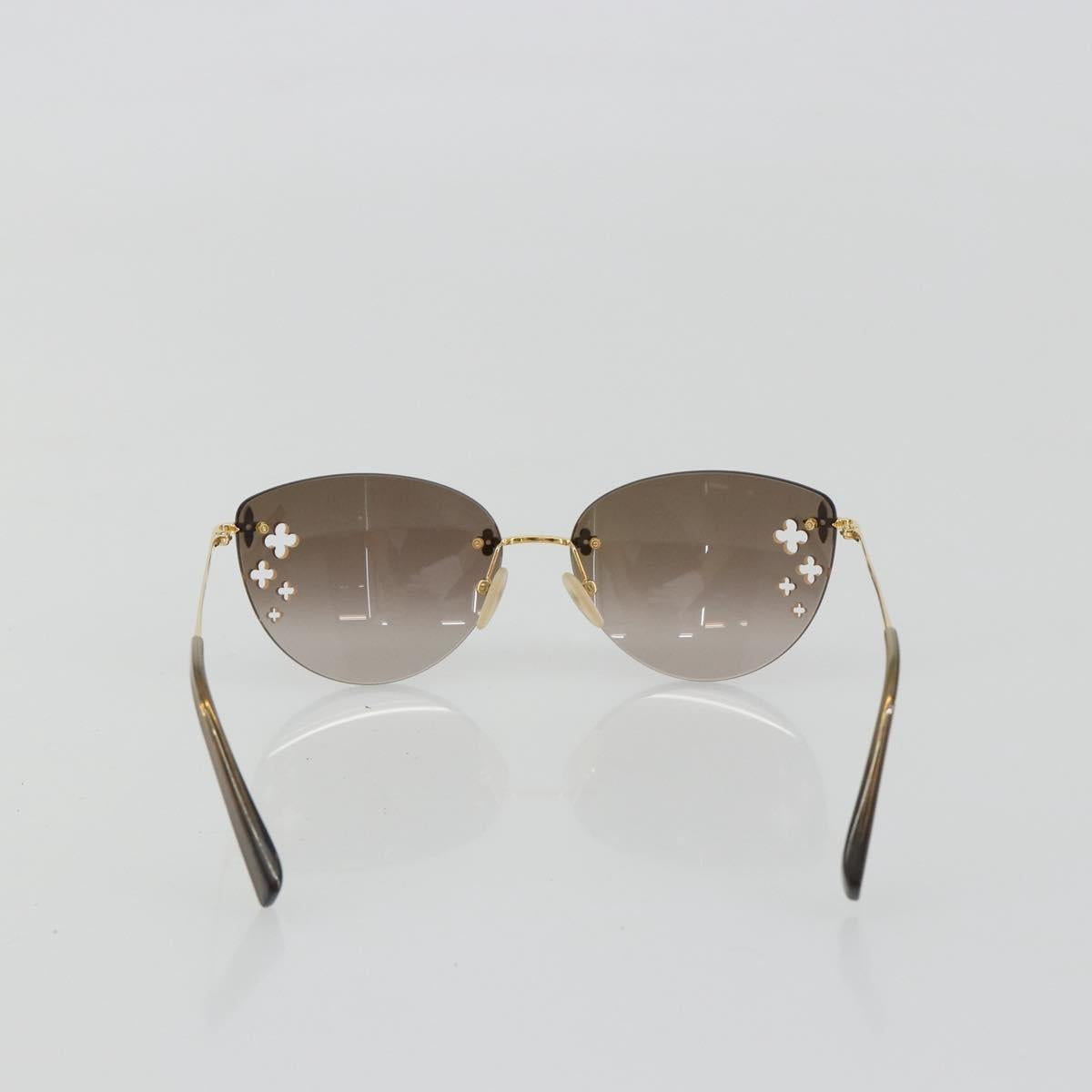LOUIS VUITTON Desmayo Cat Eye Sunglasses Metal Brown Gold Z0051U Auth BA14024M