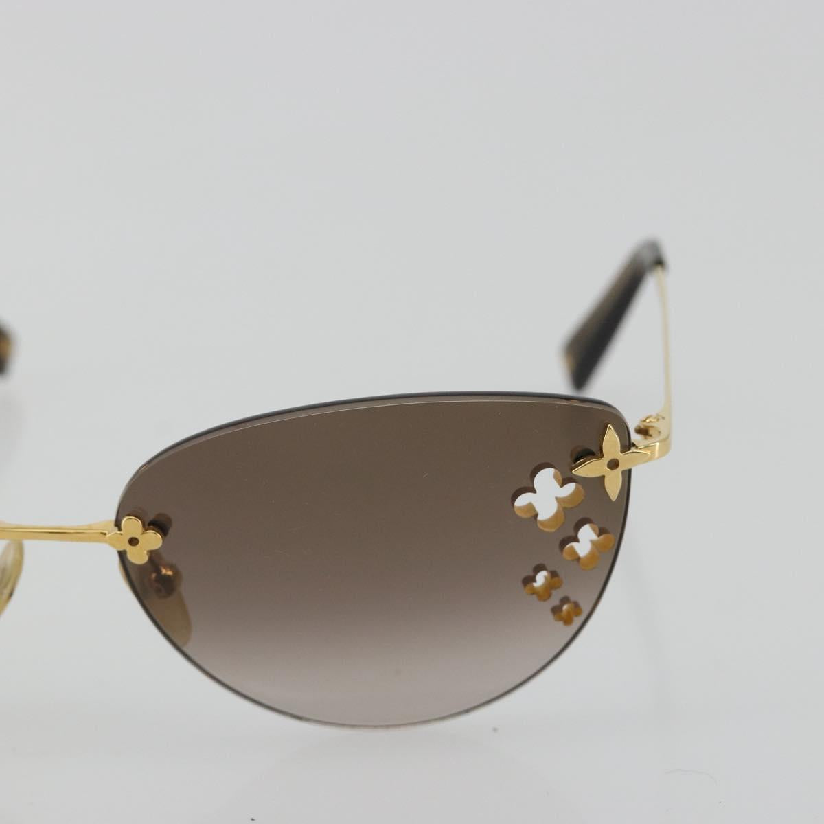 LOUIS VUITTON Desmayo Cat Eye Sunglasses Metal Brown Gold Z0051U Auth BA14024M