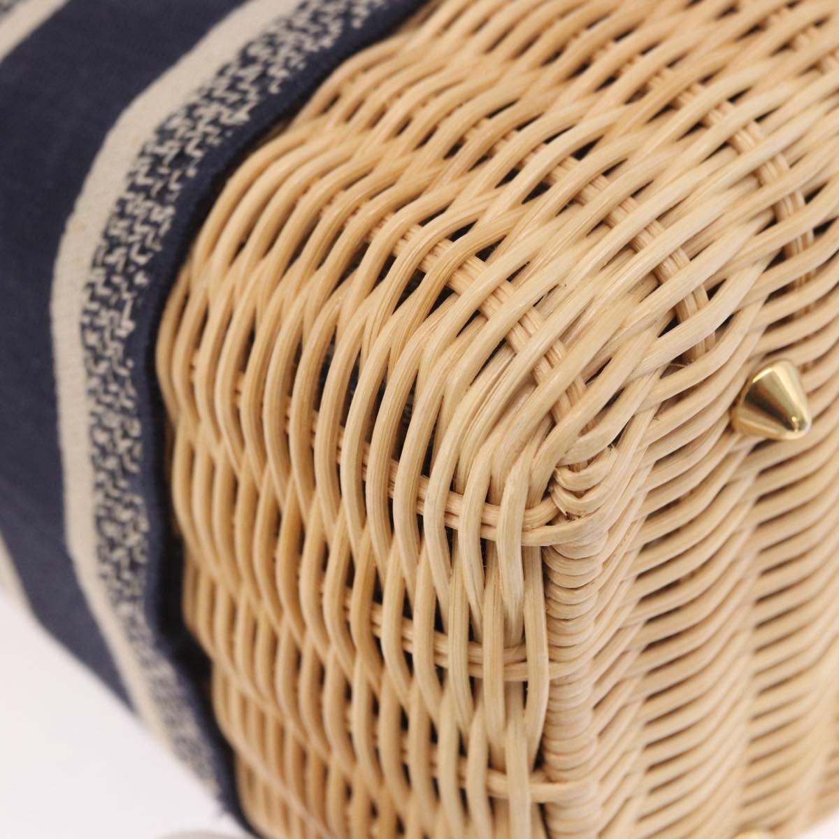Christian Dior Oblique Jacquard Lady Dior Medium Rattan Navy Auth BA14029SAM