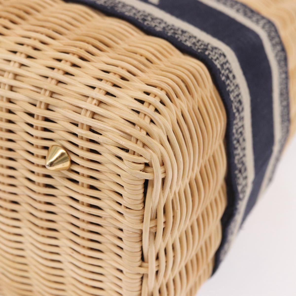 Christian Dior Oblique Jacquard Lady Dior Medium Rattan Navy Auth BA14029SAM