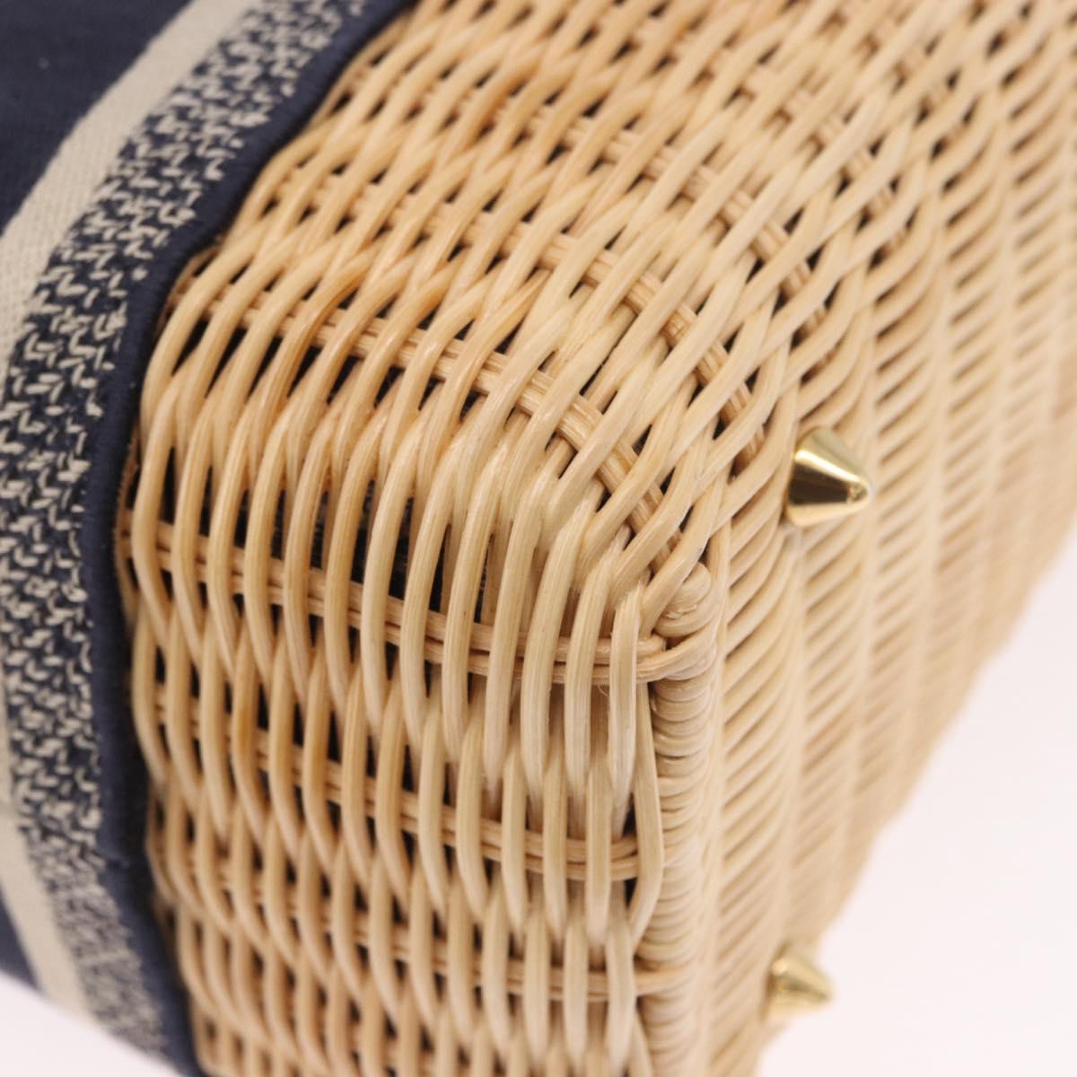Christian Dior Oblique Jacquard Lady Dior Medium Rattan Navy Auth BA14029SAM