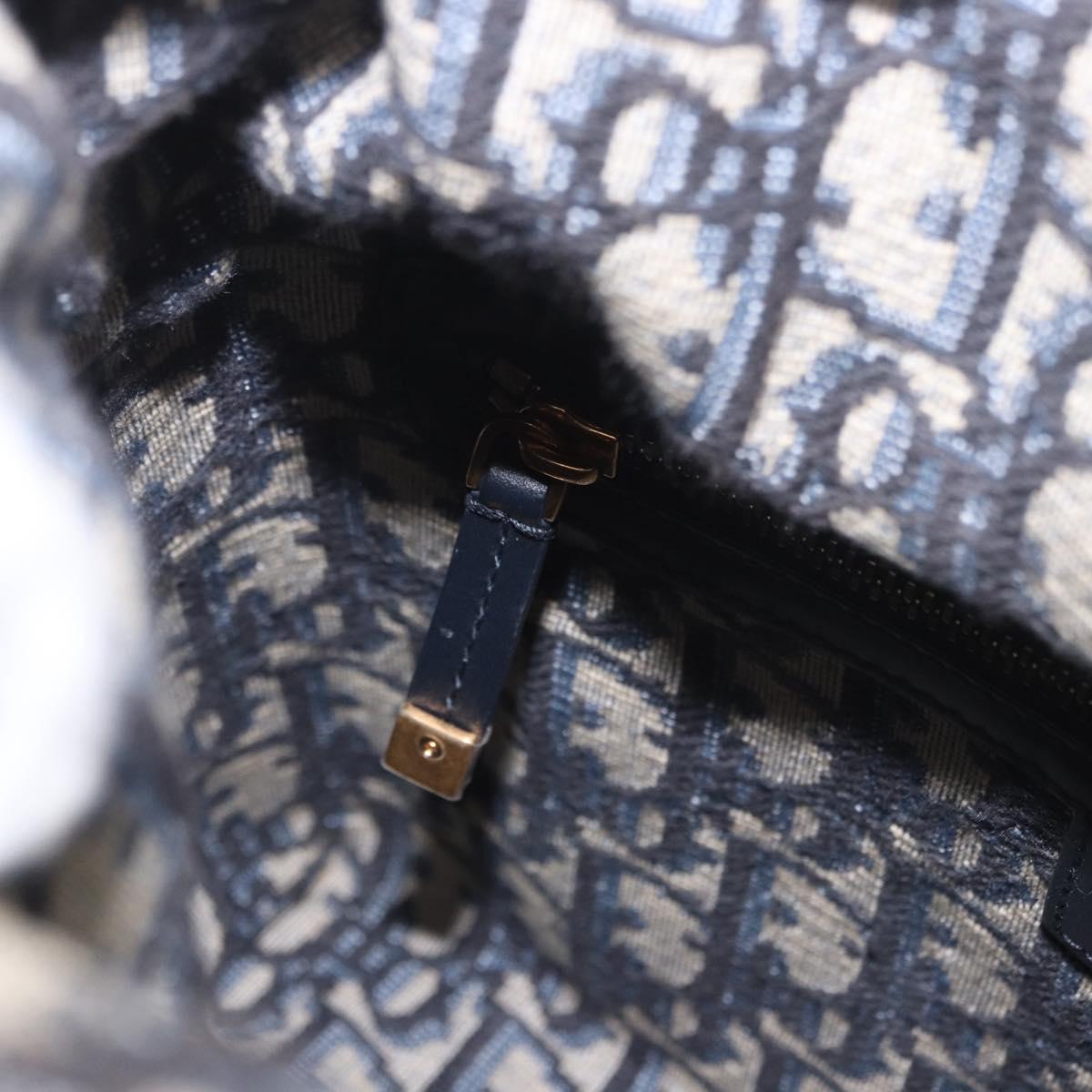 Christian Dior Oblique Jacquard Lady Dior Medium Rattan Navy Auth BA14029SAM