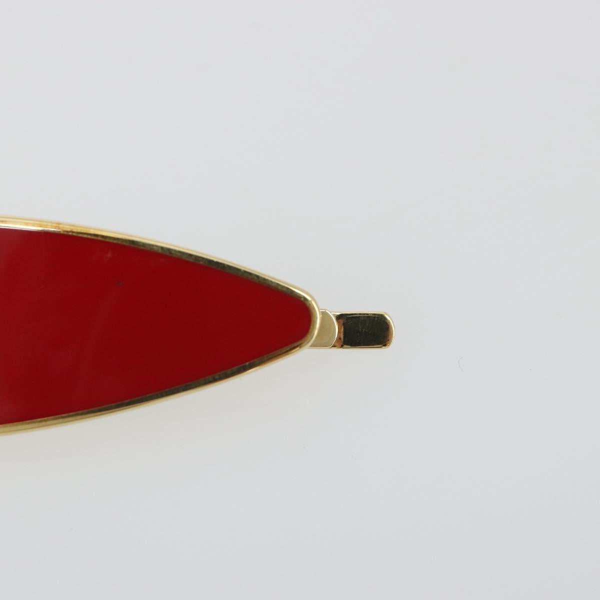 Miu Miu Barrette Hair Clip Metal Red Gold Auth BA14031M