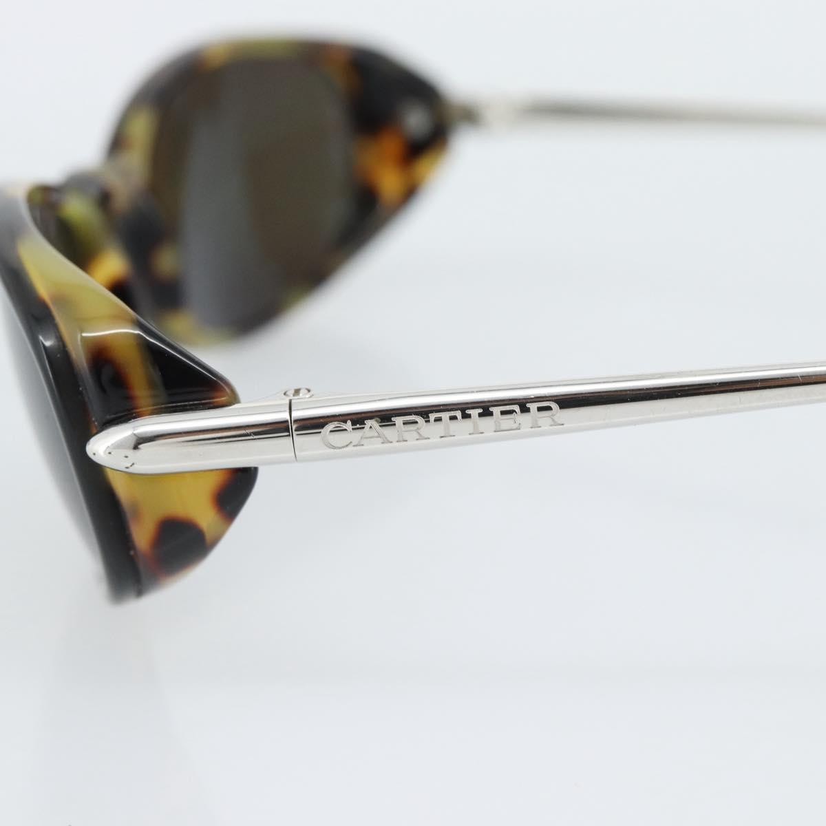 CARTIER Tortoise Sunglasses Metal Brown Silver Auth BA14032V