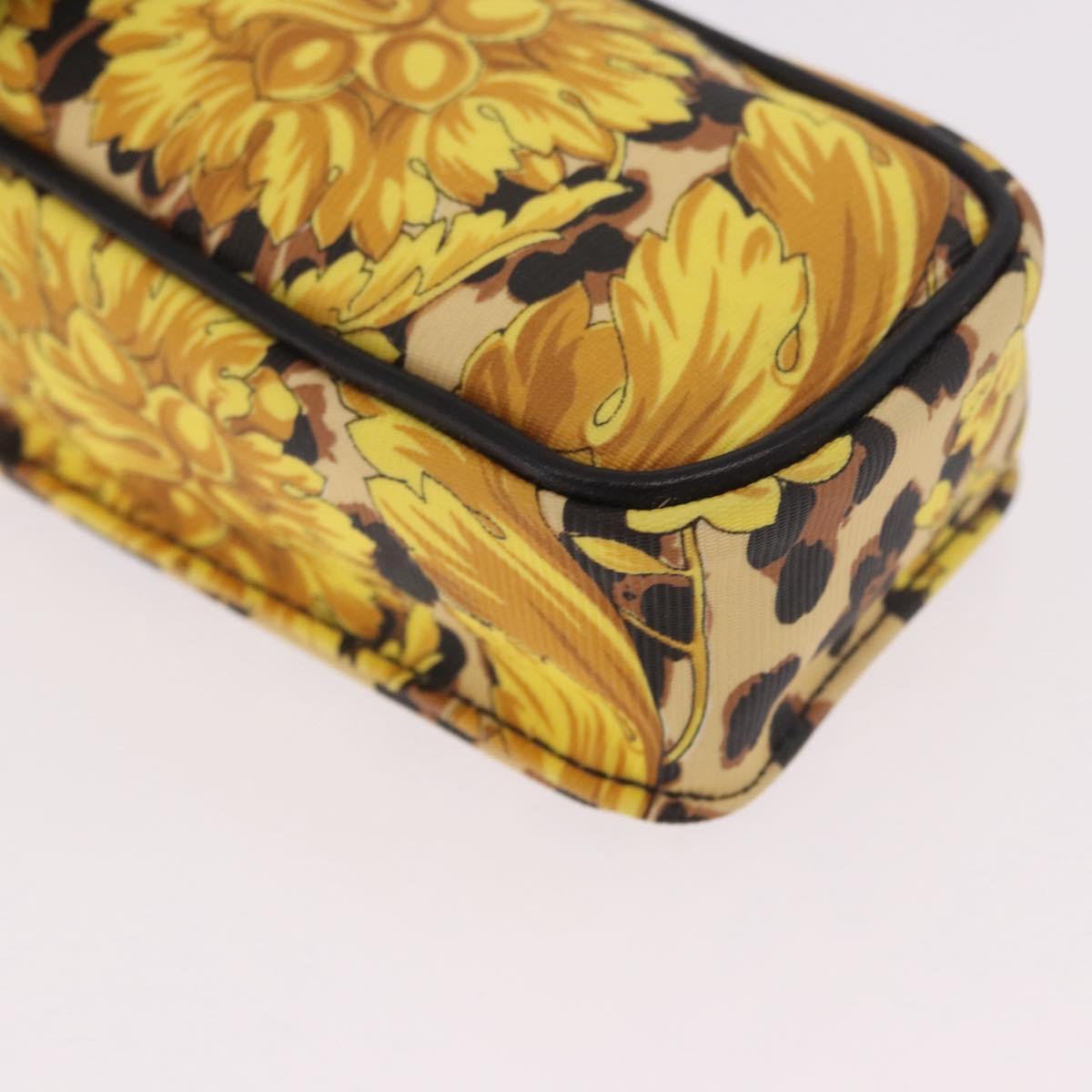 Gianni Versace Chain Shoulder Pouch PVC Canvas Yellow Gold Auth BA14033