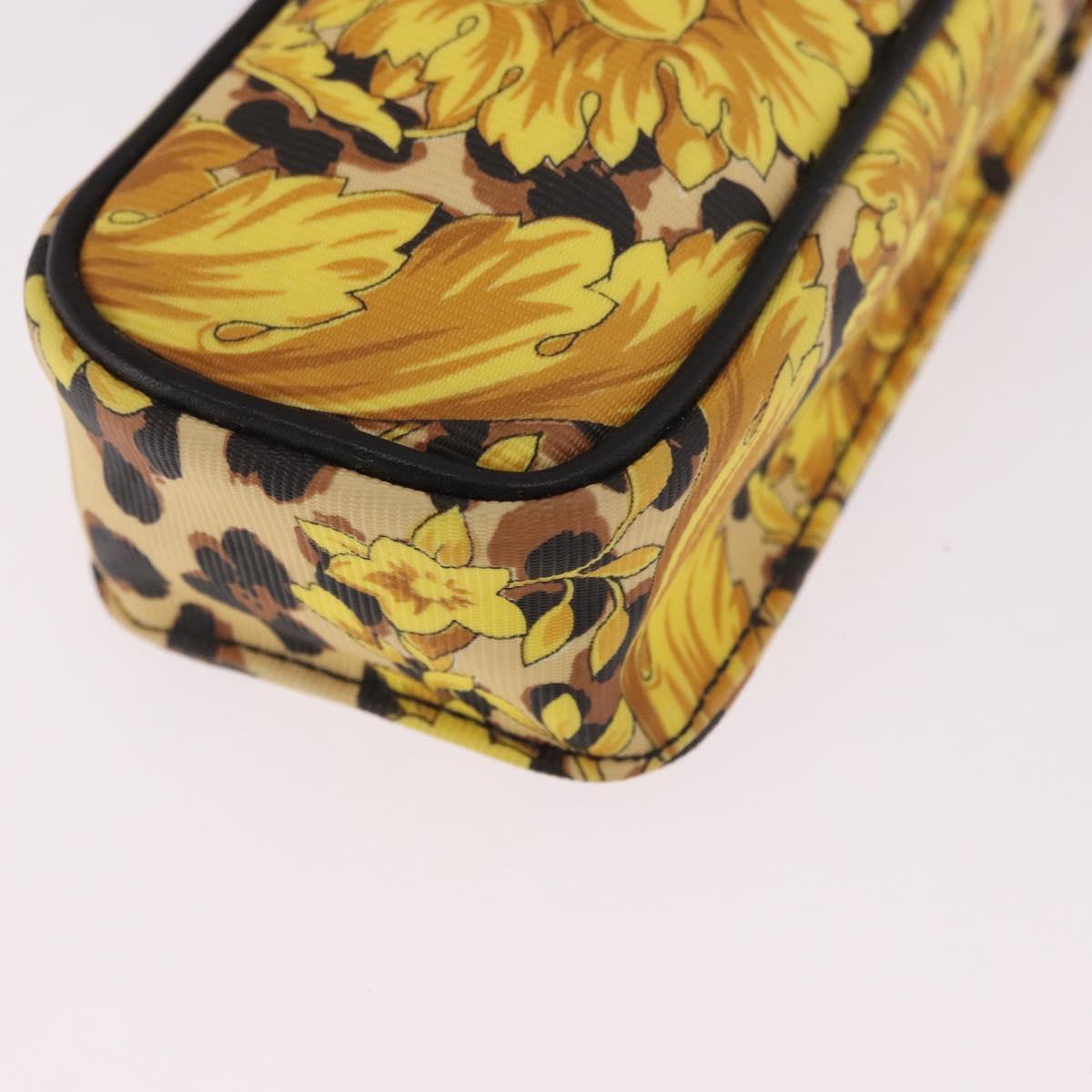 Gianni Versace Chain Shoulder Pouch PVC Canvas Yellow Gold Auth BA14033