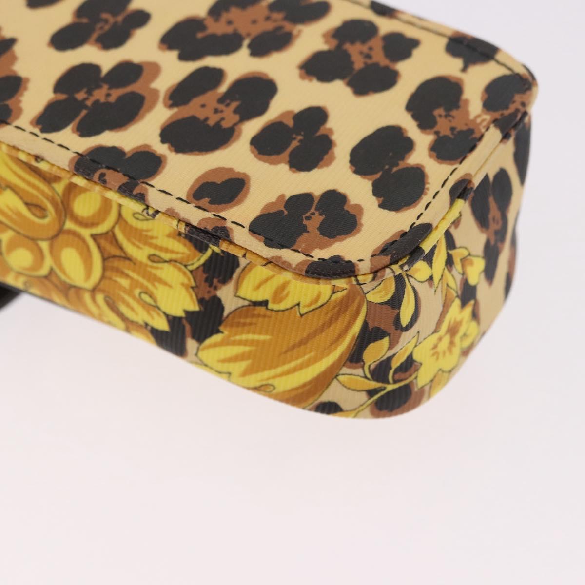 Gianni Versace Chain Shoulder Pouch PVC Canvas Yellow Gold Auth BA14033