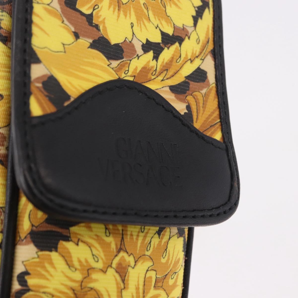 Gianni Versace Chain Shoulder Pouch PVC Canvas Yellow Gold Auth BA14033