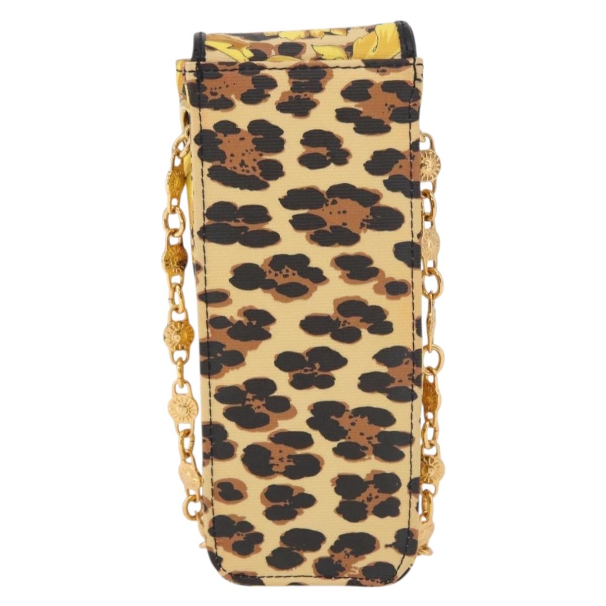 Gianni Versace Chain Shoulder Pouch PVC Canvas Yellow Gold Auth BA14033