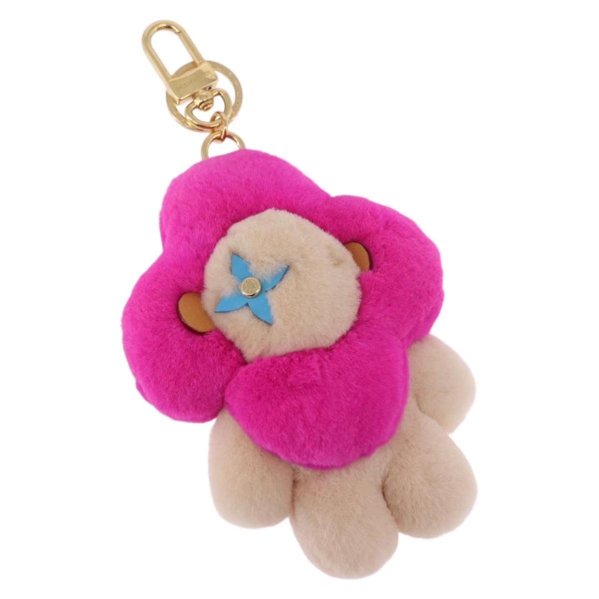 LOUIS VUITTON Vivienne Vison Christmas Key Holder Fur Pink M00870 Auth BA14035M