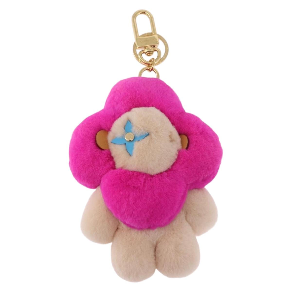 LOUIS VUITTON Vivienne Vison Christmas Key Holder Fur Pink M00870 Auth BA14035M