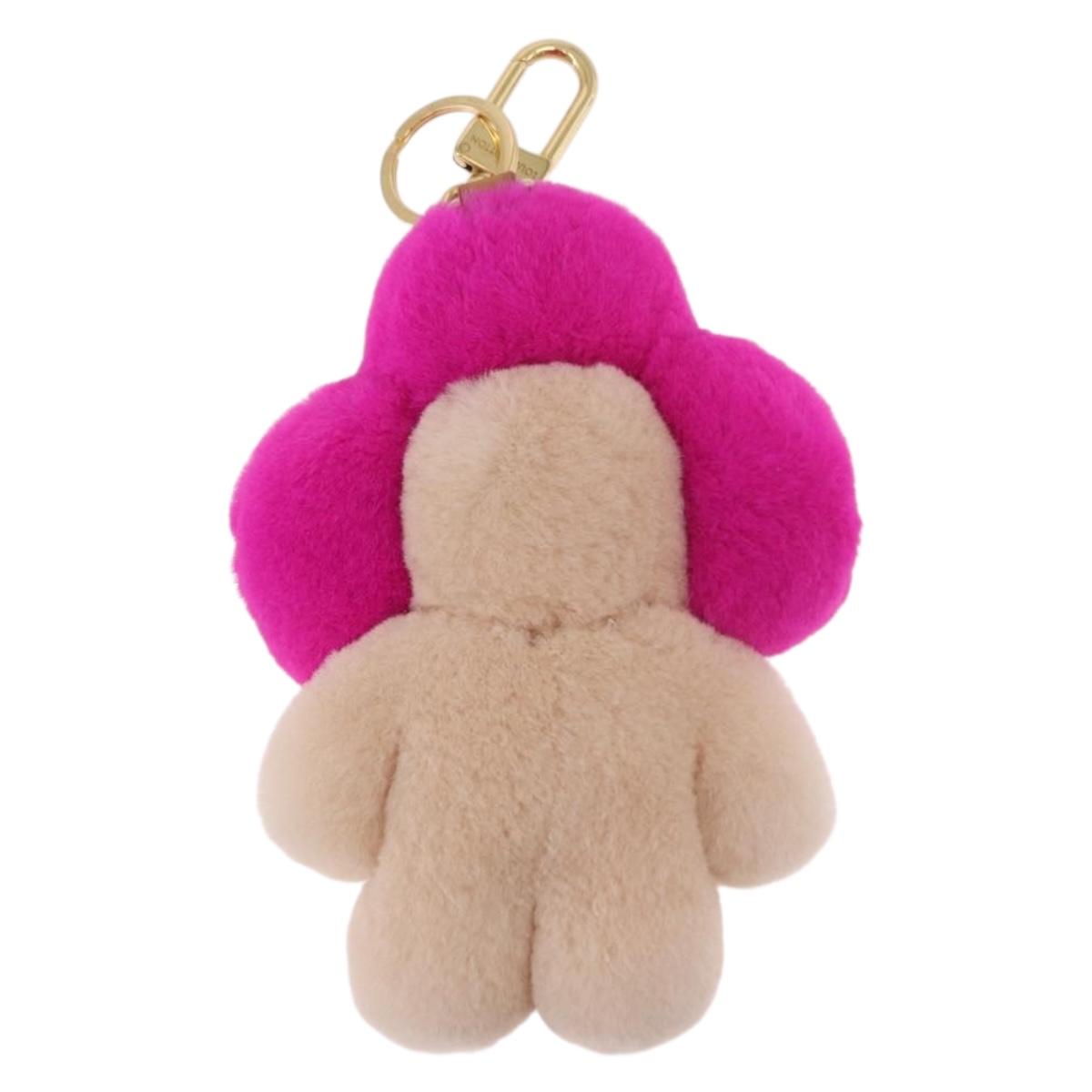 LOUIS VUITTON Vivienne Vison Christmas Key Holder Fur Pink M00870 Auth BA14035M