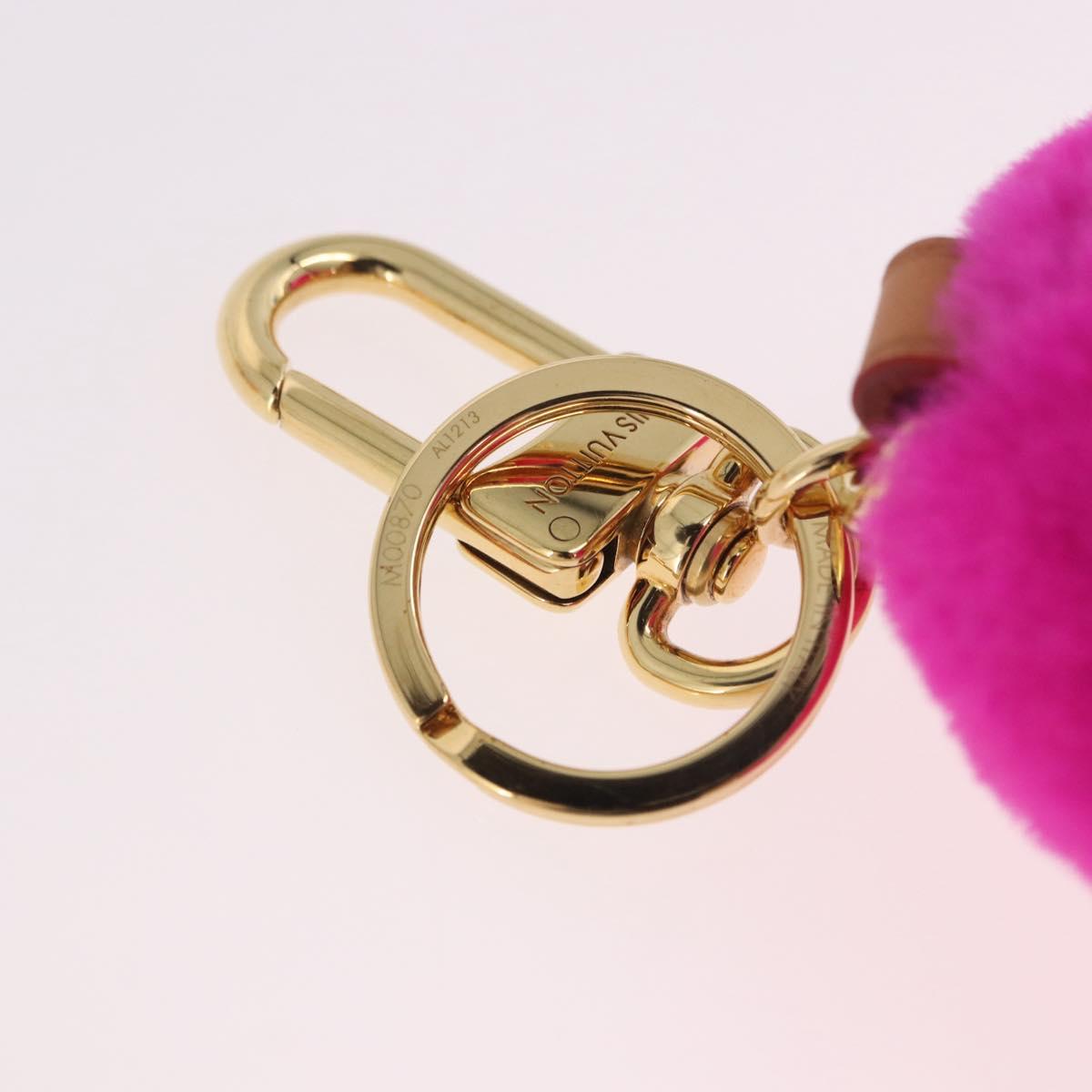 LOUIS VUITTON Vivienne Vison Christmas Key Holder Fur Pink M00870 Auth BA14035M