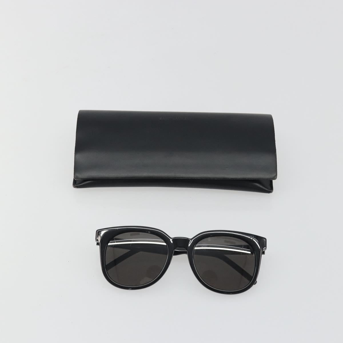 SAINT LAURENT Sunglasses plastic Black Silver Auth BA14043