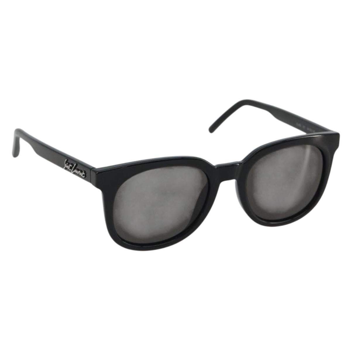 SAINT LAURENT Sunglasses plastic Black Silver Auth BA14043