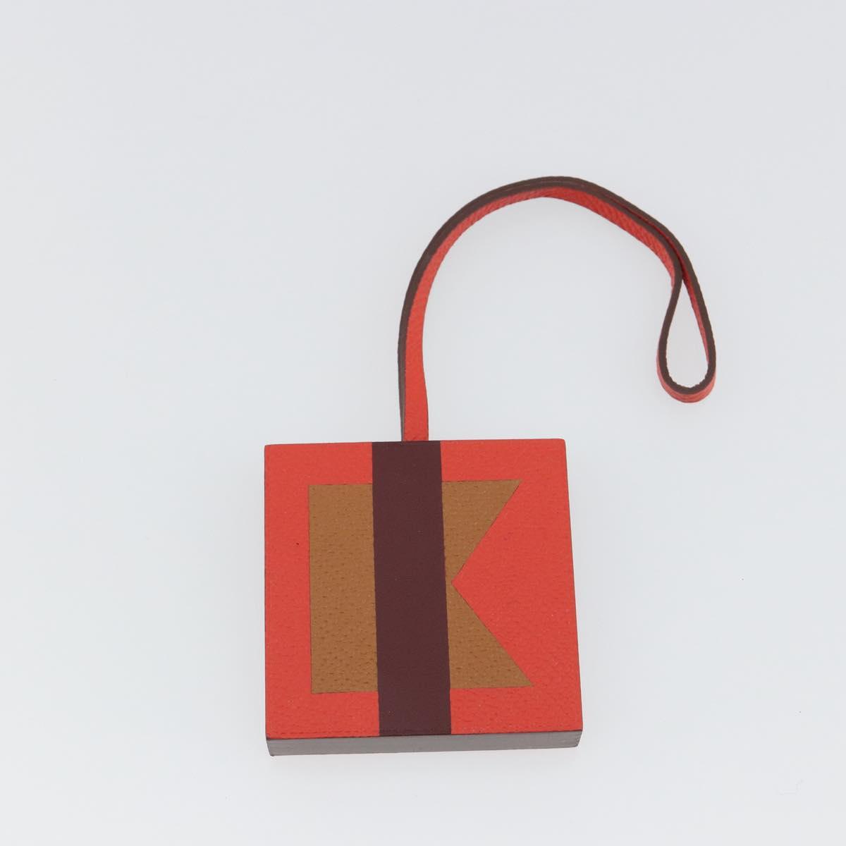 HERMES Retort Okare K Bag Charm Leather Orange Auth BA14045M
