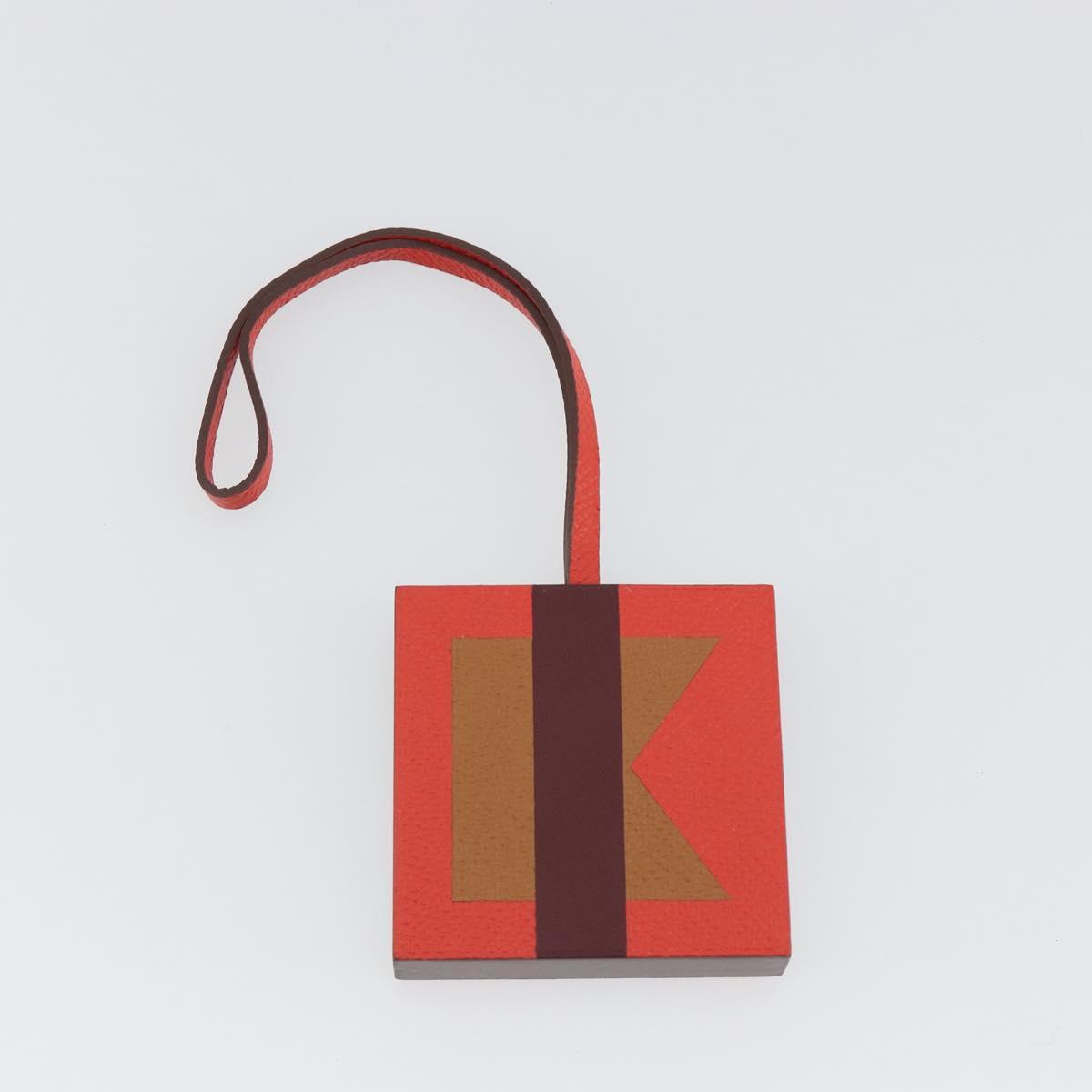 HERMES Retort Okare K Bag Charm Leather Orange Auth BA14045M