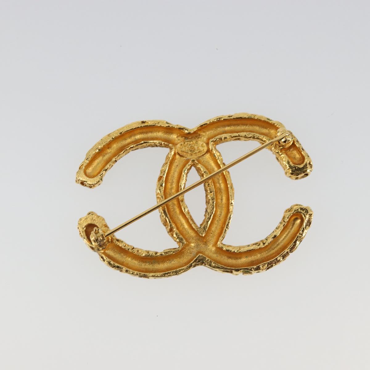 CHANEL Lava Brooch Metal Gold Tone CC Auth BA14046V