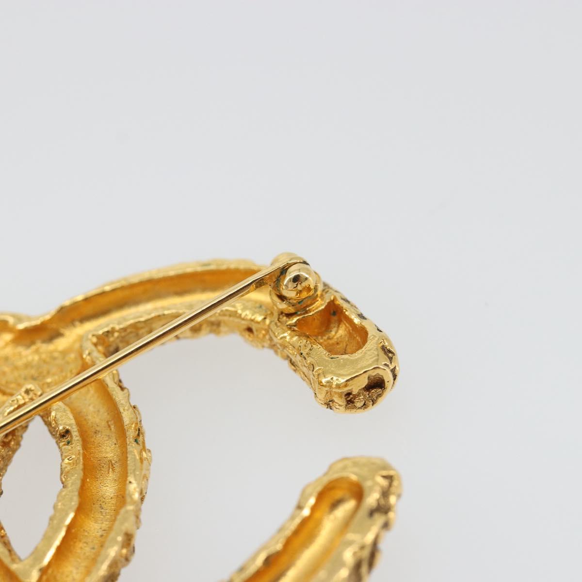 CHANEL Lava Brooch Metal Gold Tone CC Auth BA14046V