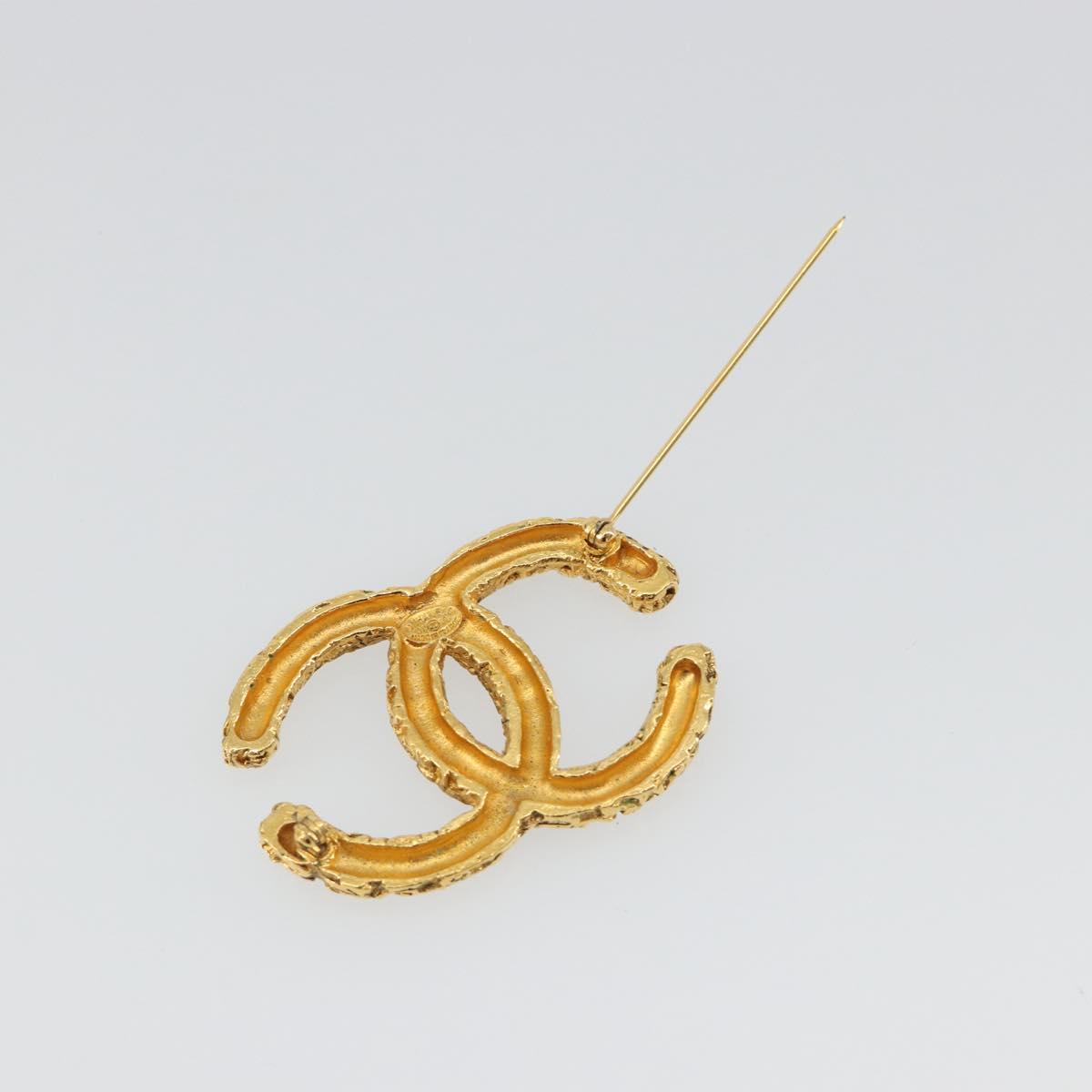 CHANEL Lava Brooch Metal Gold Tone CC Auth BA14046V