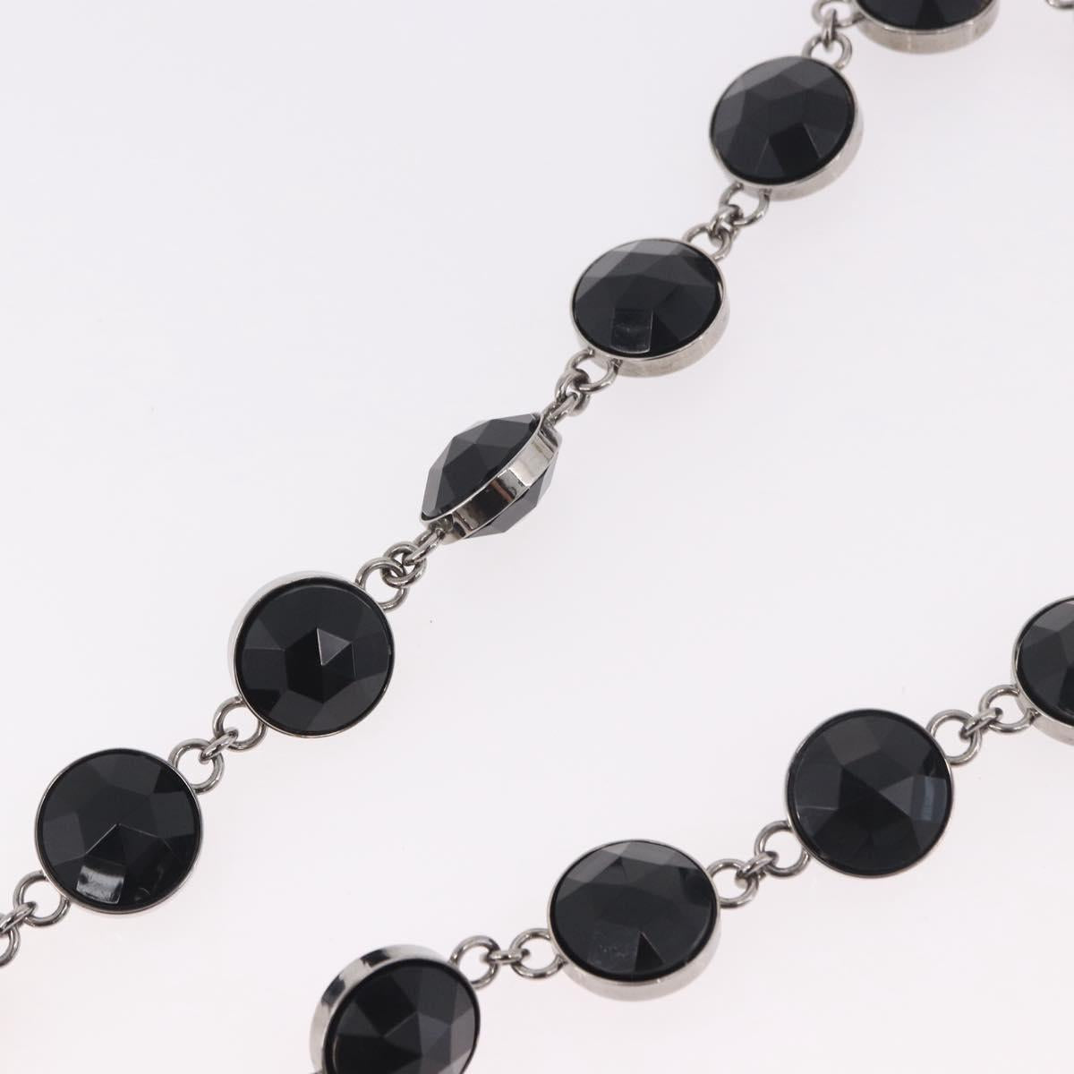 Miu Miu Necklace Metal Black Silver Auth BA14047A