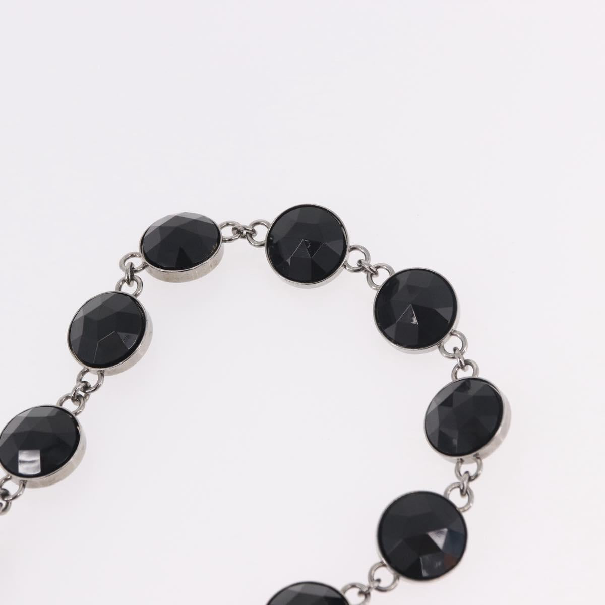 Miu Miu Necklace Metal Black Silver Auth BA14047A