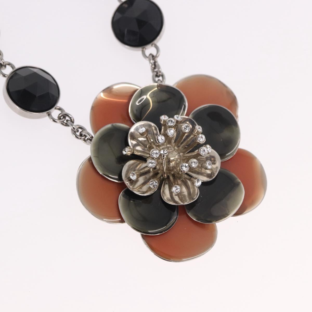 Miu Miu Necklace Metal Black Silver Auth BA14047A