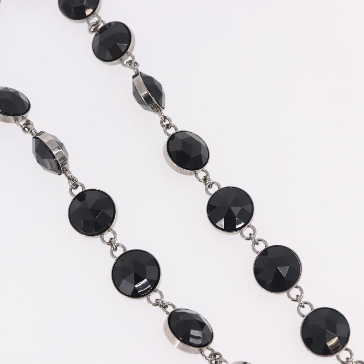 Miu Miu Necklace Metal Black Silver Auth BA14047A