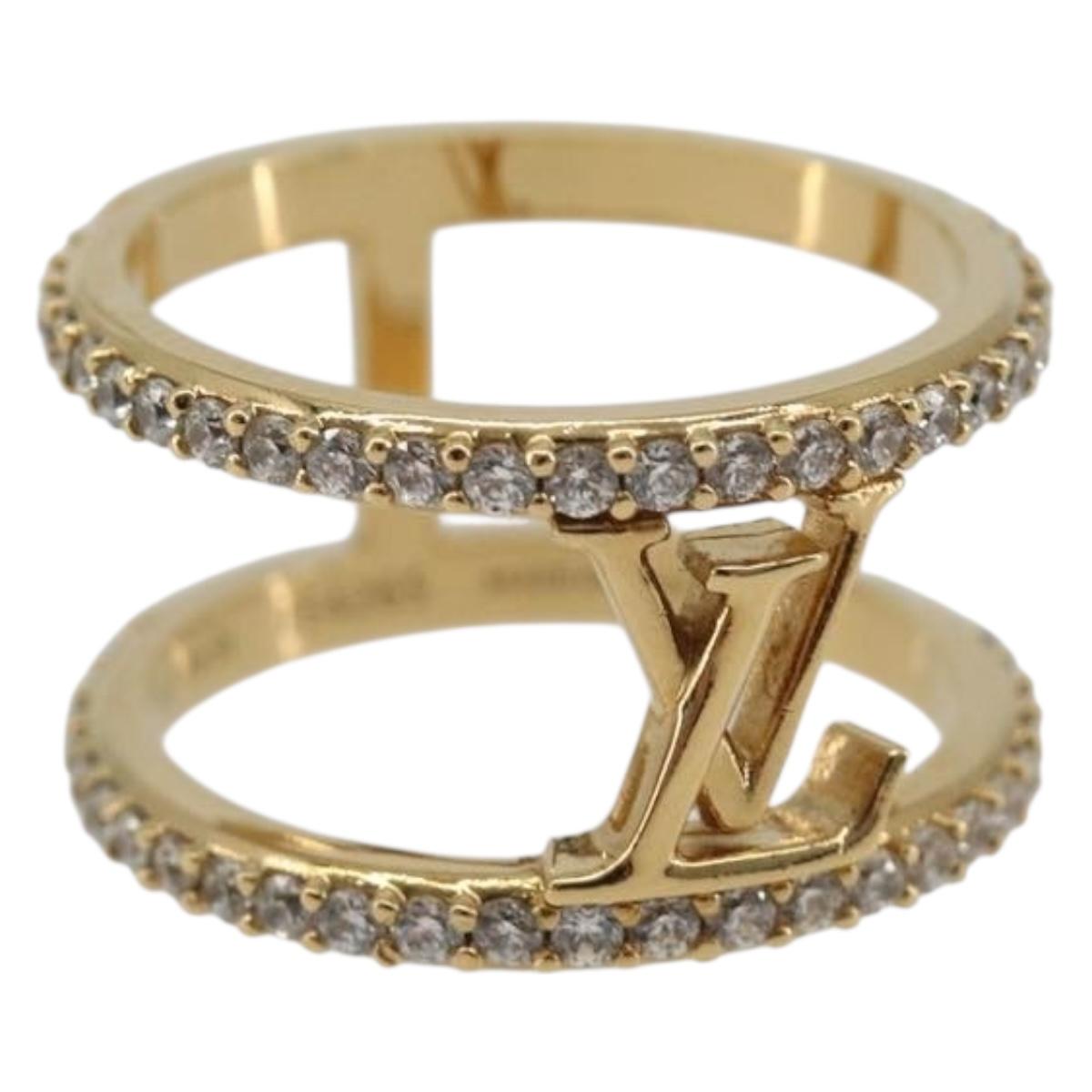 LOUIS VUITTON LV Iconic Strass Ring Metal Gold Tone M1463L LV Auth BA14049M