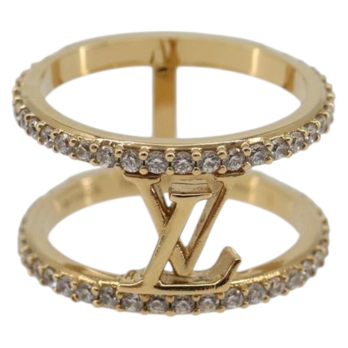 LOUIS VUITTON LV Iconic Strass Ring Metal Gold Tone M1463L LV Auth BA14049M