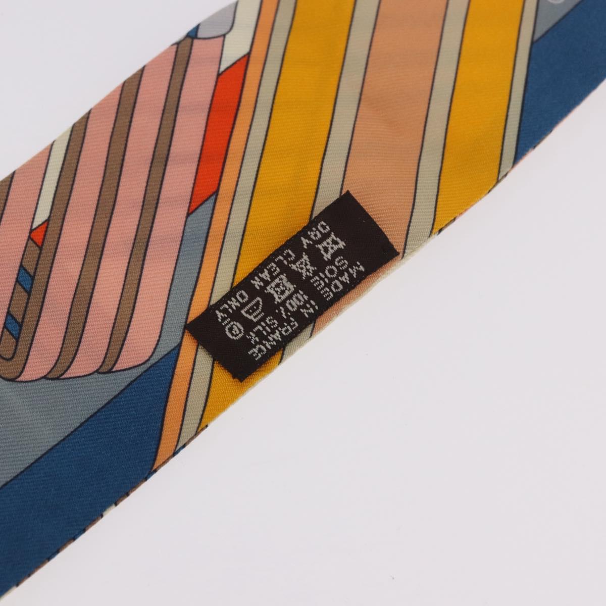 HERMES Twilly Scarf Silk "SANGLES EN ZIGZAG" Ivory Auth BA14065