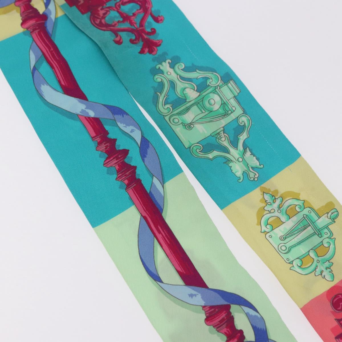 HERMES Twilly Scarf Silk 2 Set Blue Red Green Auth BA14066