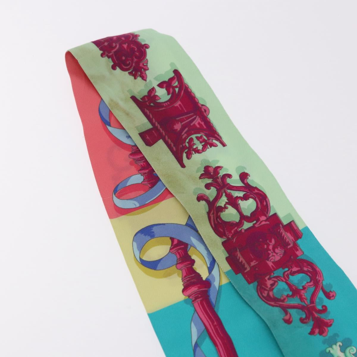 HERMES Twilly Scarf Silk 2 Set Blue Red Green Auth BA14066