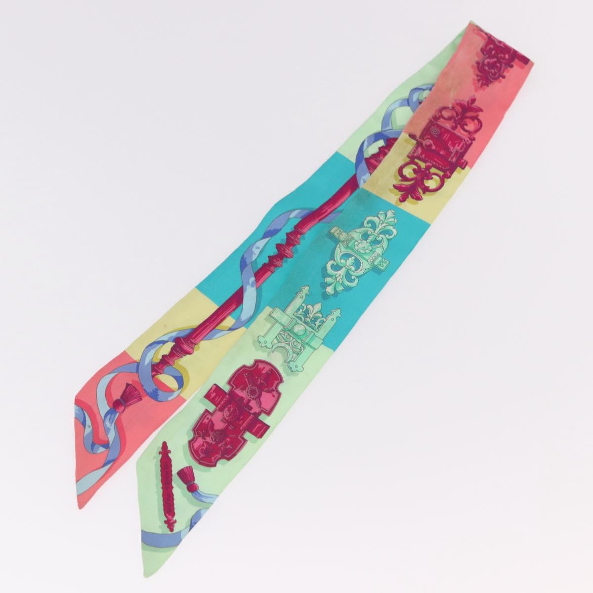HERMES Twilly Scarf Silk 2 Set Blue Red Green Auth BA14066